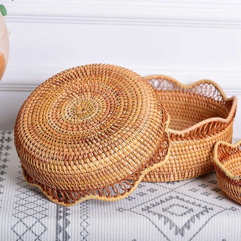 Rattan Fruit Tray Storage Lace Basket Kitchen Storage Containers