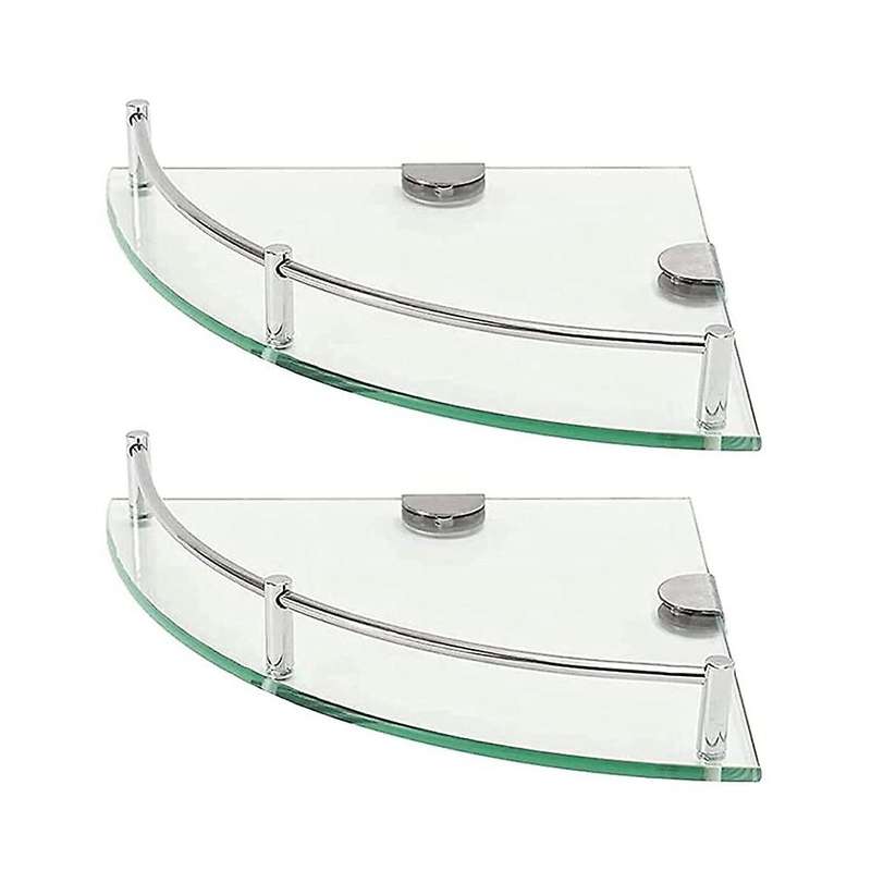 Bathroom Shelves, 2-tier Bathroom Glass Corner Shelf Wall Mounted-c