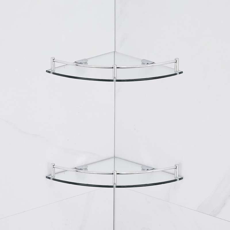 Bathroom Shelves, 2-tier Bathroom Glass Corner Shelf Wall Mounted-c