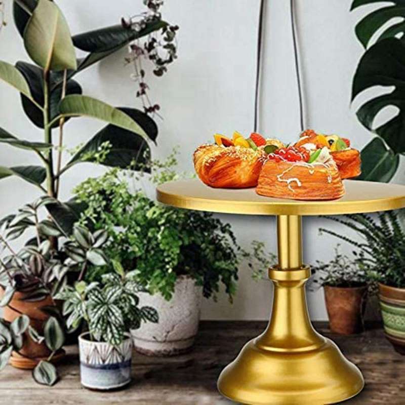 Metal Iron Cake Stand Round Pedestal for Birthday Wedding (gold)