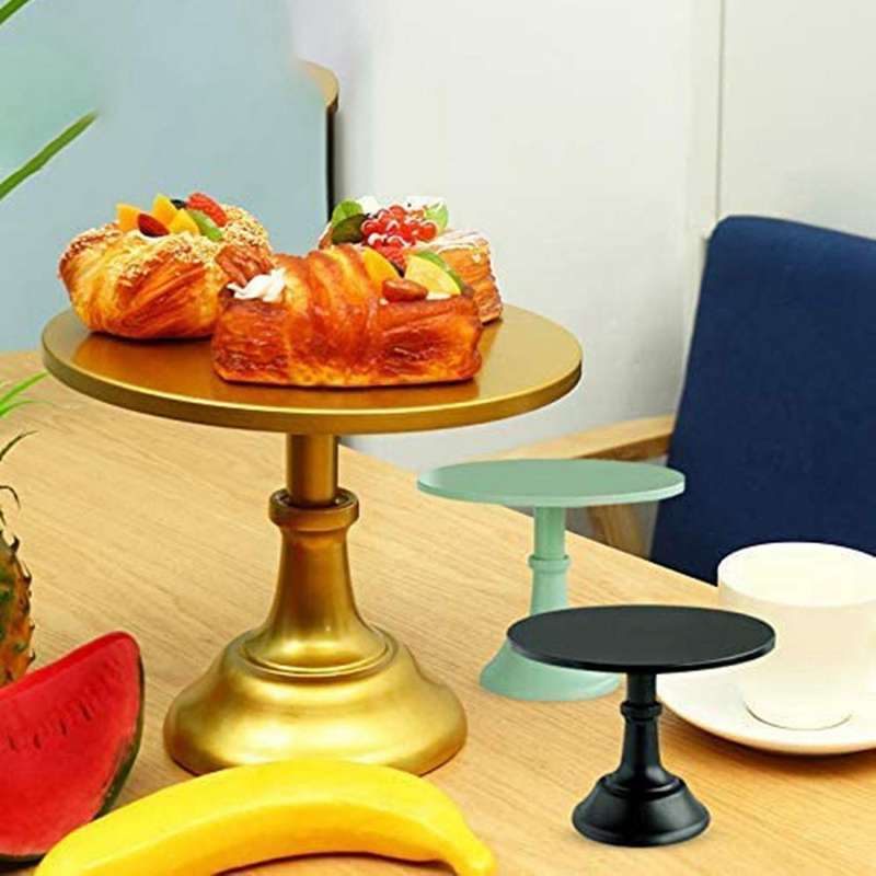 Metal Iron Cake Stand Round Pedestal for Birthday Wedding (gold)