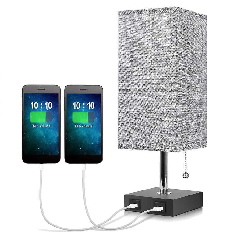 Usb Bedside Table Lamp,with 2 Usb Fast Charging Port,uk Plug