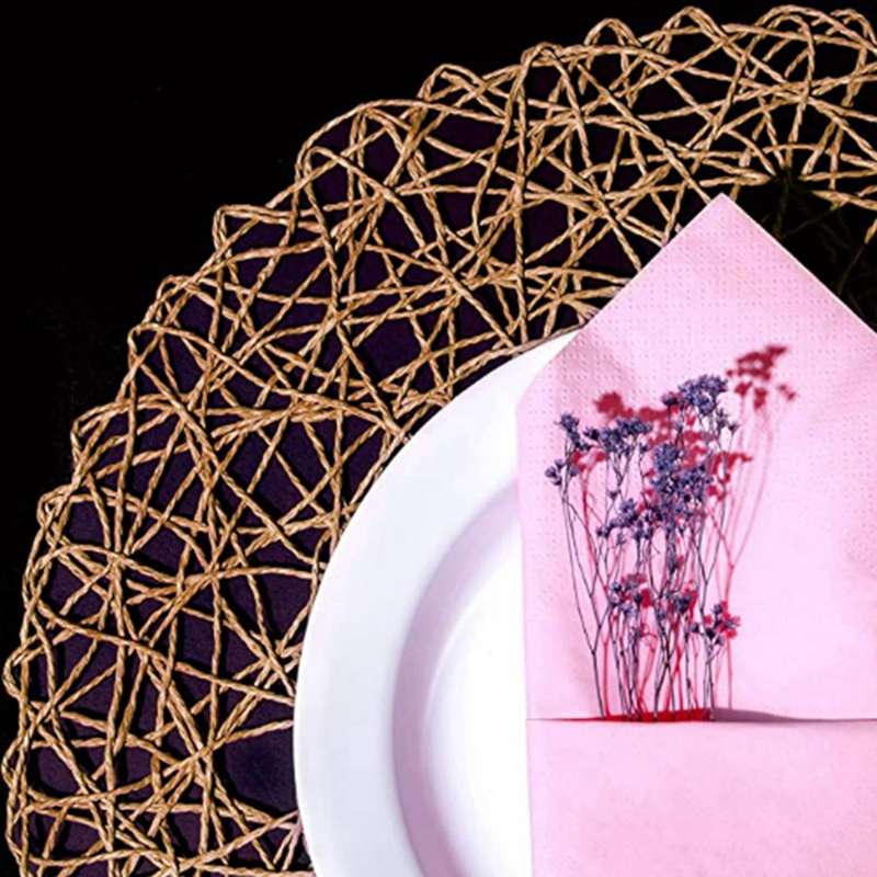 Round Paper Woven Placemats,decorative Rope Mesh Place Mats