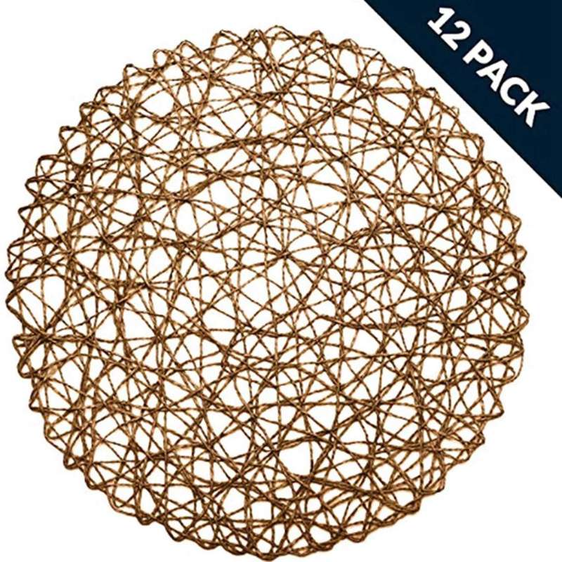 Round Paper Woven Placemats,decorative Rope Mesh Place Mats