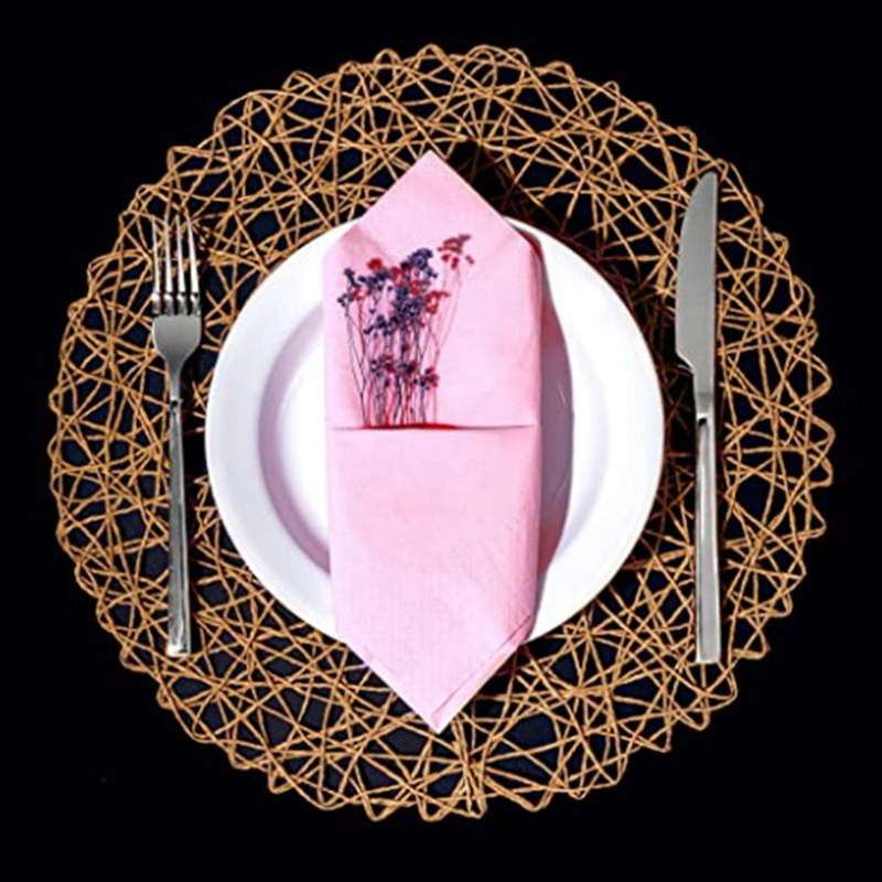 Round Paper Woven Placemats,decorative Rope Mesh Place Mats