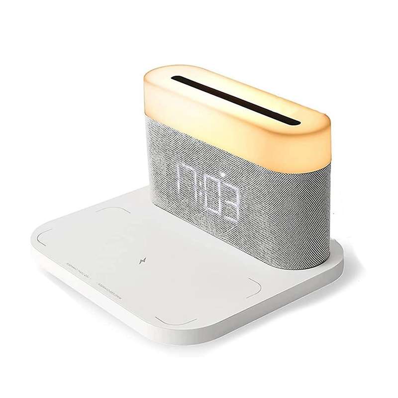 10w Qi Charging Alarm Clock Led Light Adjustable Touch Three Colors