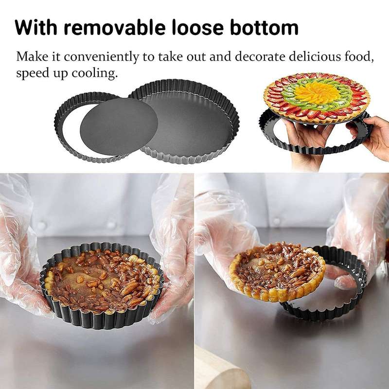 7pcs Tart Pans,11 Inch 9 Inch 4 Inch Pie Pan with Bottom for Baking