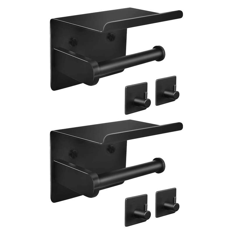 Withtowel Robe Hooks, Wall Mounted Toilet Paper Roll Holder