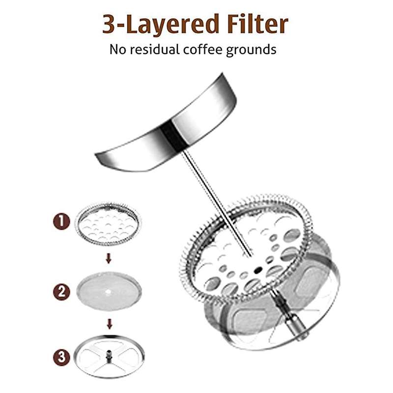 1000ml 8 Cups Espresso Coffee Maker Double Wall Insulated