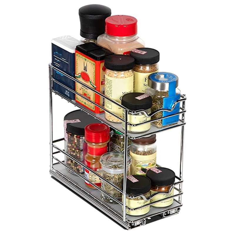 Pull Out Spice Rack Organizer for Cabinet,heavy Duty Double Rack 13cm