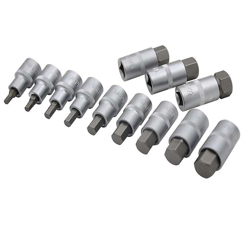 12pcs 1/2 Inch Drive Impact Hex Bit Socket Set H5 H6 H7 H8 H10