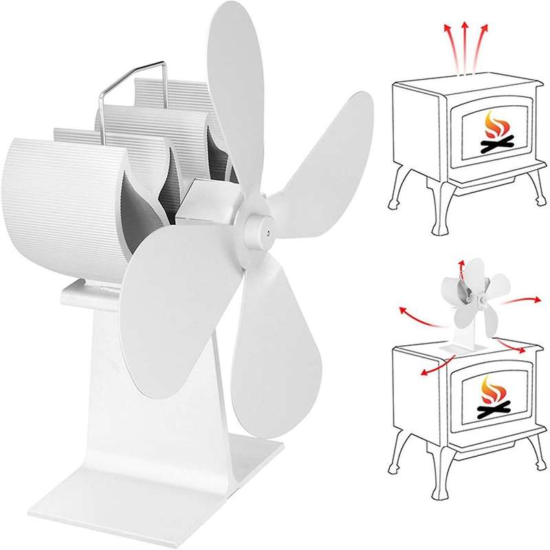 4 Blades Heat Powered Stove Fan for Warm Air for Log Burner Fireplace