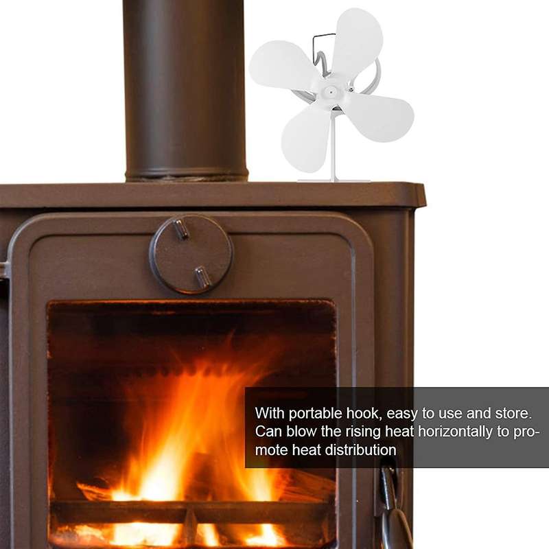 4 Blades Heat Powered Stove Fan for Warm Air for Log Burner Fireplace