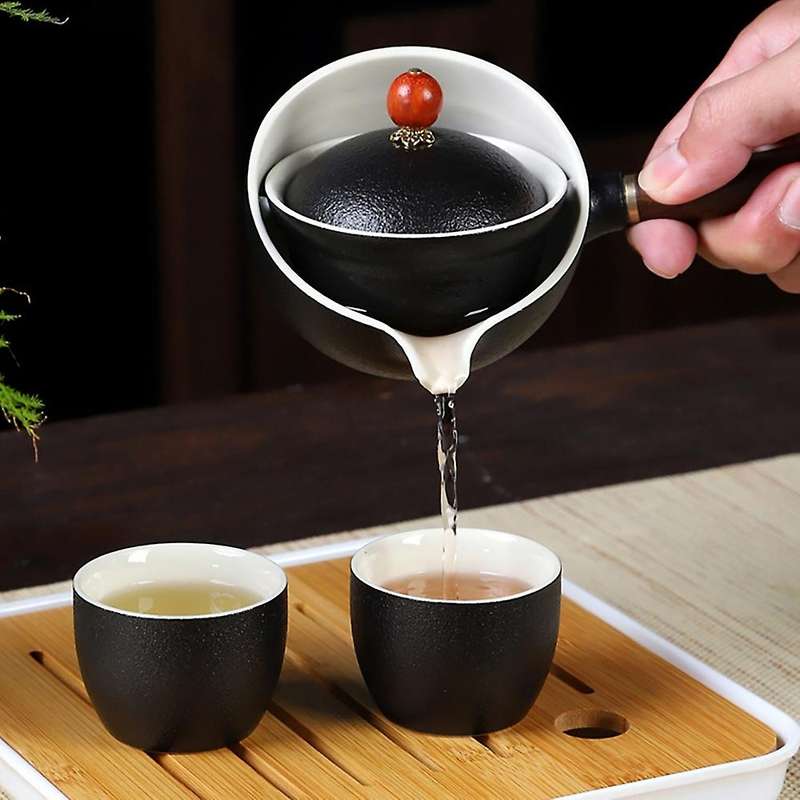 Ceramic Set Portable Travel Tea Set for Travel Family Outdoor A