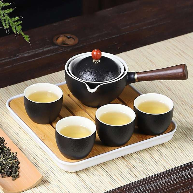 Ceramic Set Portable Travel Tea Set for Travel Family Outdoor A