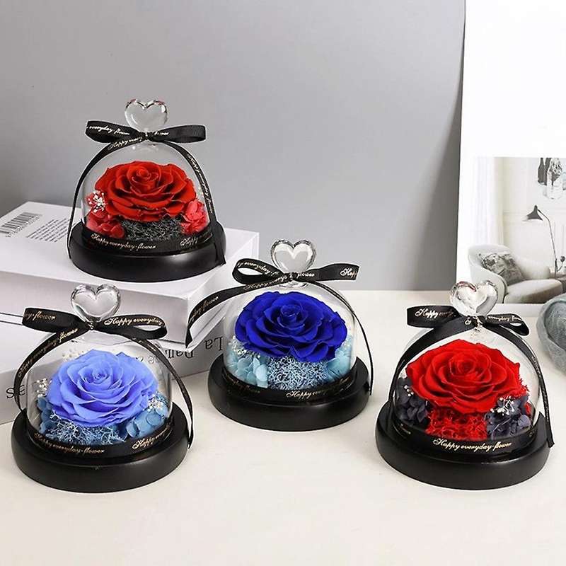 Eternal Flowers In Heart Glass Dome with Led Light for Women Girls 1