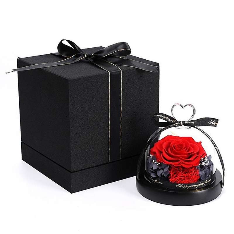 Eternal Flowers In Heart Glass Dome with Led Light for Women Girls 1