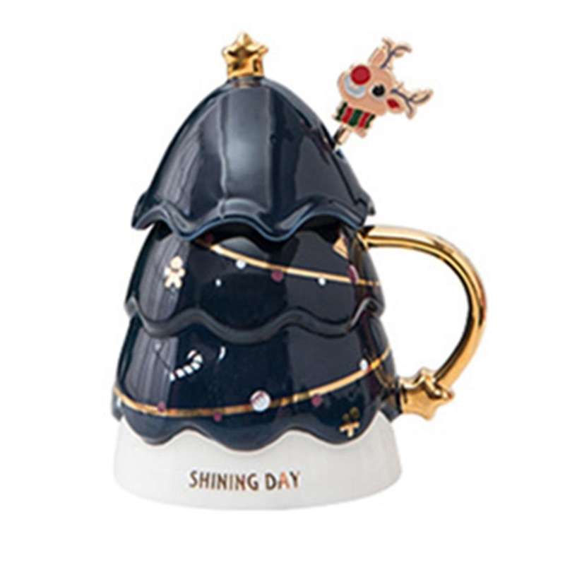 1pc 420ml Christmas Cup Mug Couple Cup Girl Ceramic Drinking Cup D