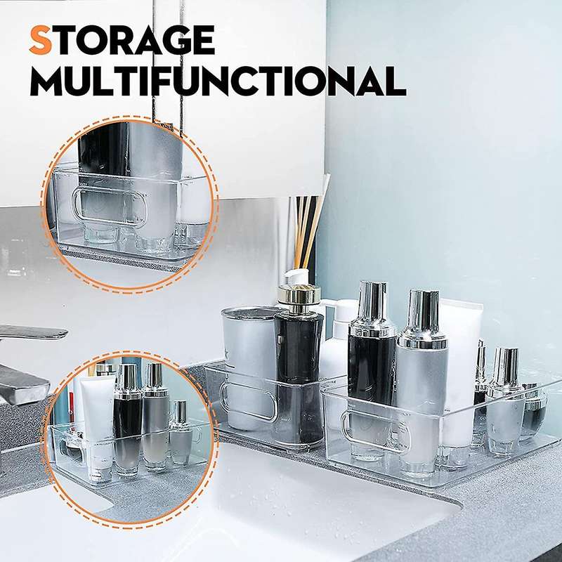 Set Of 4 Transparent Fridge Organiser with Lid and Drawer Stackable