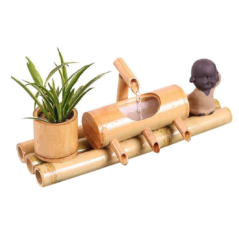 Bamboo Aquarium Water Recycling Feng Shui Decoration Fountain Stone,1