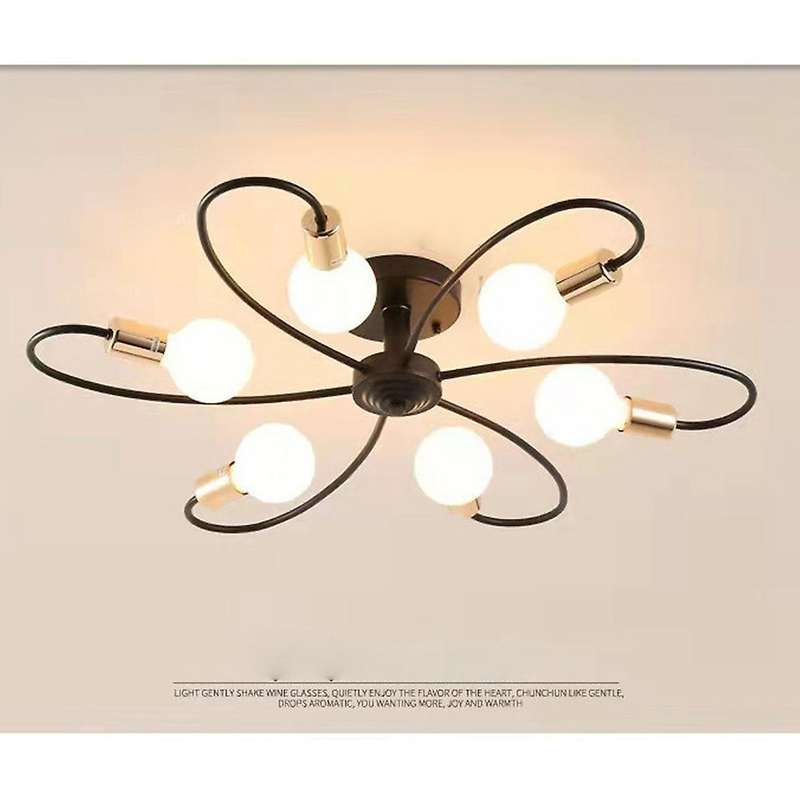 6 Heads Multiple Rod Wrought Iron Ceiling Light for Home Decor E27