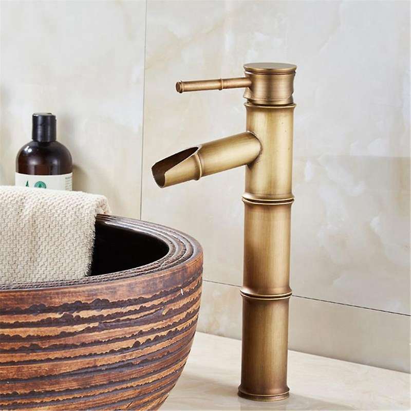 Brass Bamboo Style Faucet Single Handle Hot and Cold Water Tap A