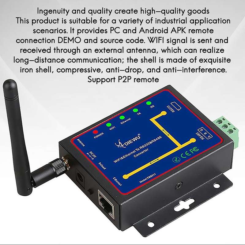 Diewu Single Network Port Wifi Wireless Serial Server Dual Serial