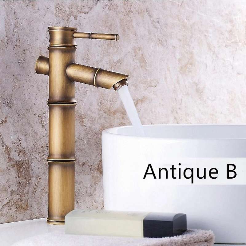 Brass Bamboo Style Faucet Single Handle Hot and Cold Water Tap B