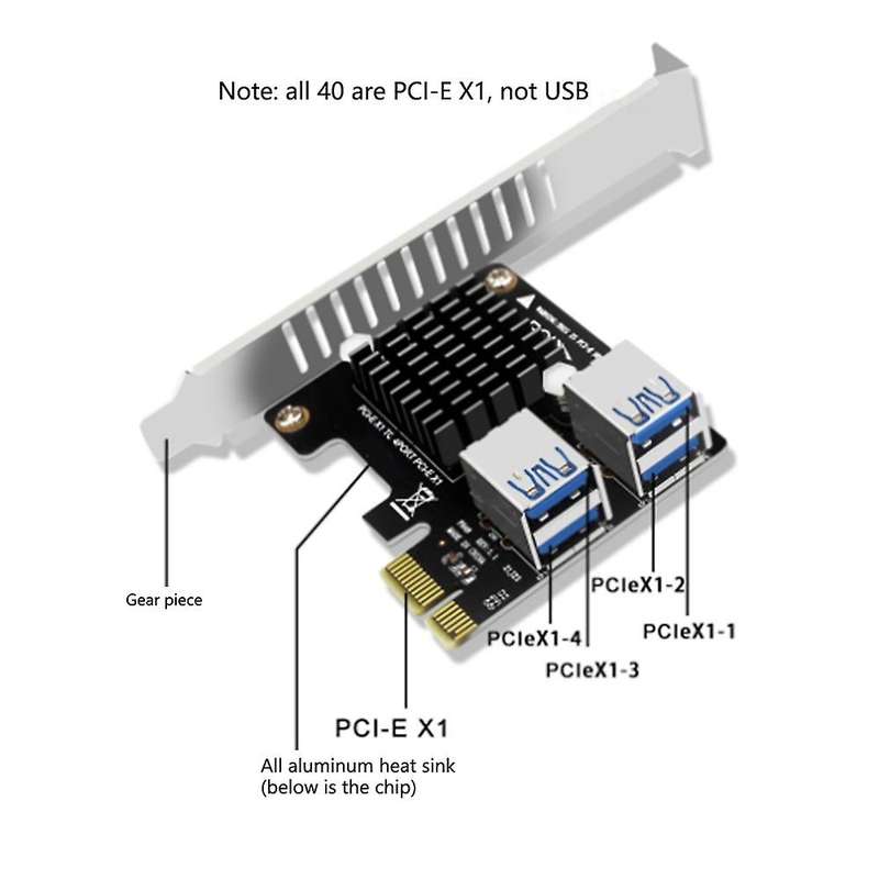 Pci-e X1 to 4 Port Usb3.0 Expansion Card for Graphics Card Btc Mining