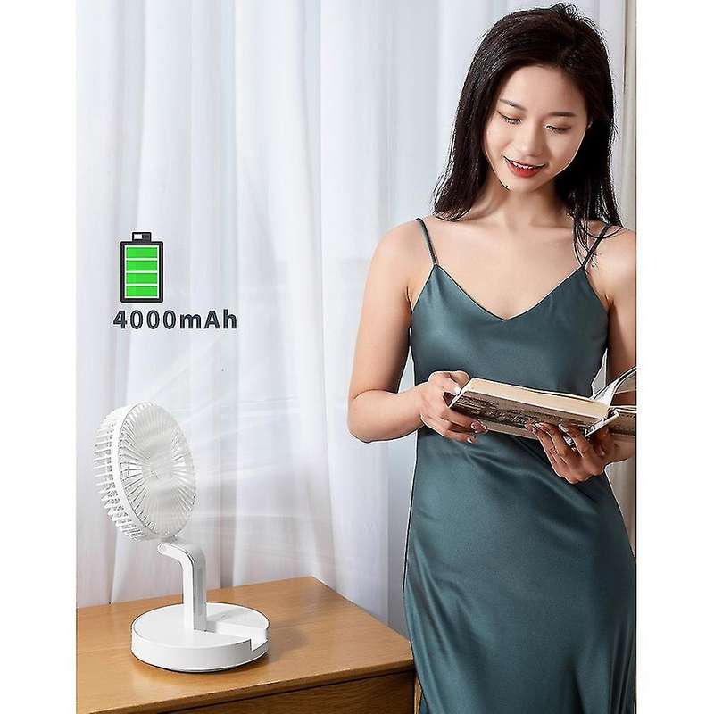 Foldable Fan Usb Desktop with Night Light, for Office Home ,white