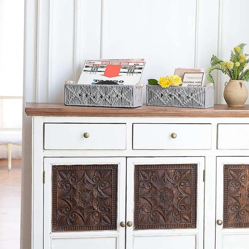 2pcs Storage Basket Bohemian Hand Woven Toilet for Bedroom Nursery