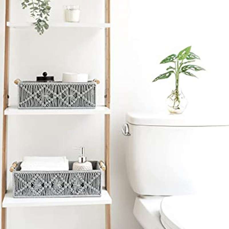 2pcs Storage Basket Bohemian Hand Woven Toilet for Bedroom Nursery