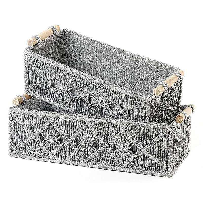 2pcs Storage Basket Bohemian Hand Woven Toilet for Bedroom Nursery