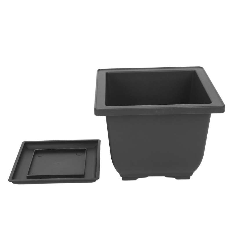 10 Pcs 5.1 Inch Plant Square Plastic Bonsai Training Pots with Trays