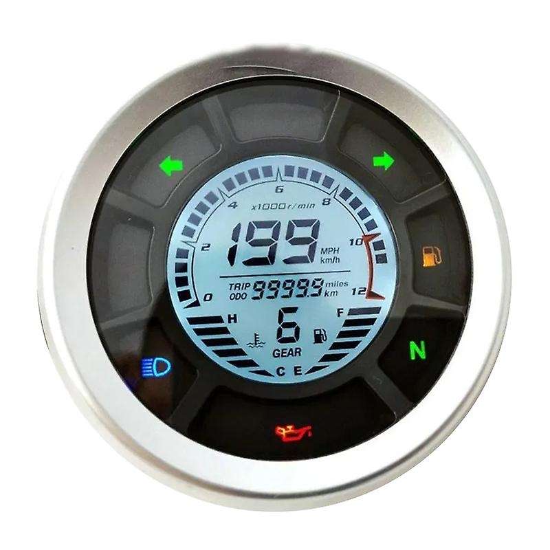 Universal Lcd Digital Speedometer Odometer Tachometer Cylinders Gear
