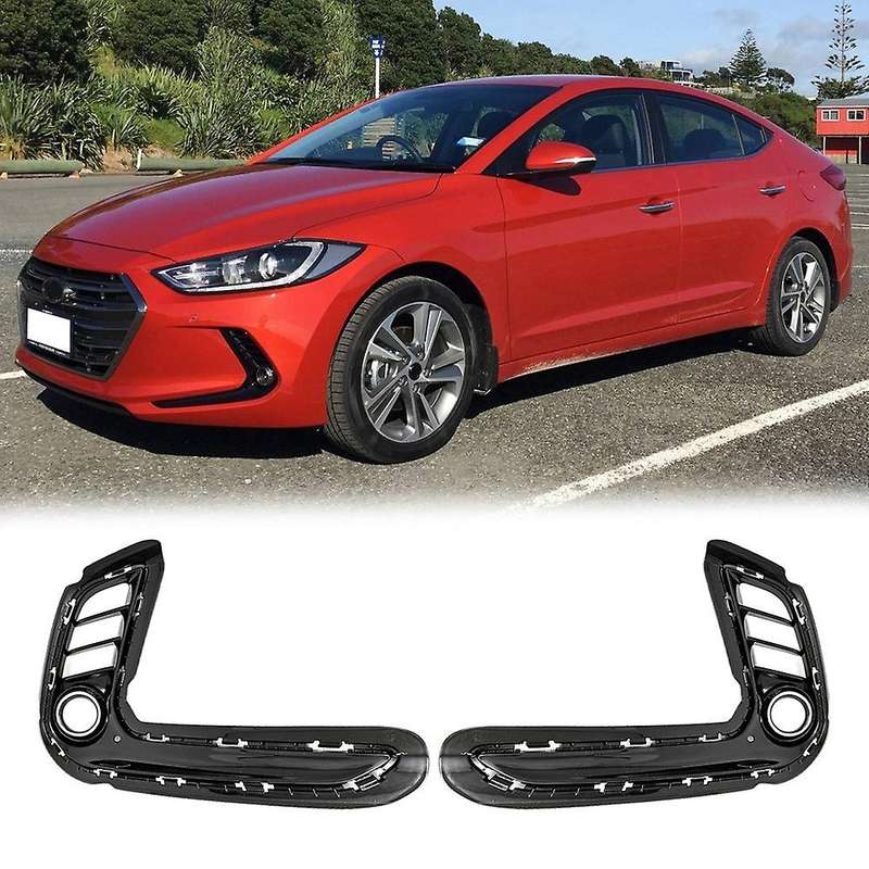 1 Pair Front Bumper Grille Driving Lamp Cover for Elantra 2016-2019