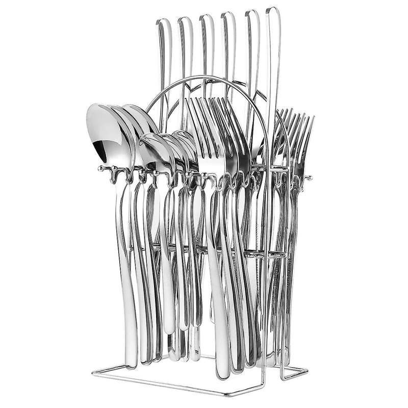 Nordic Cutlery 24pcs Rack Set Stainless Steel Cutlery Set Silver