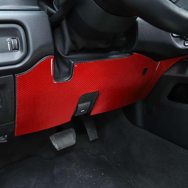Car Steering Wheel Under Anti-kick Panel Decoration, Red Carbon Fiber