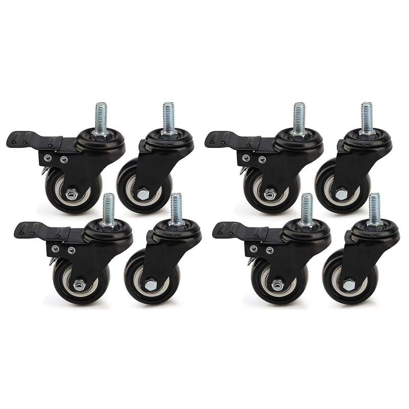 8 X Heavy Duty 50mm Pu Swivel Castor Wheels Trolley Furniture Caster