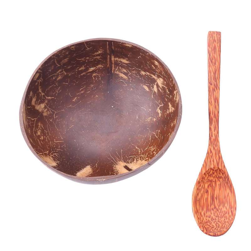 Coconut Bowls Spoon Set,4 Bowls 4 Spoons,for Kitchen,dining