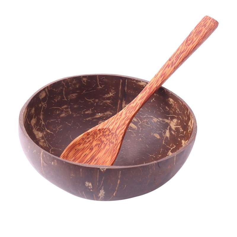 Coconut Bowls Spoon Set,4 Bowls 4 Spoons,for Kitchen,dining