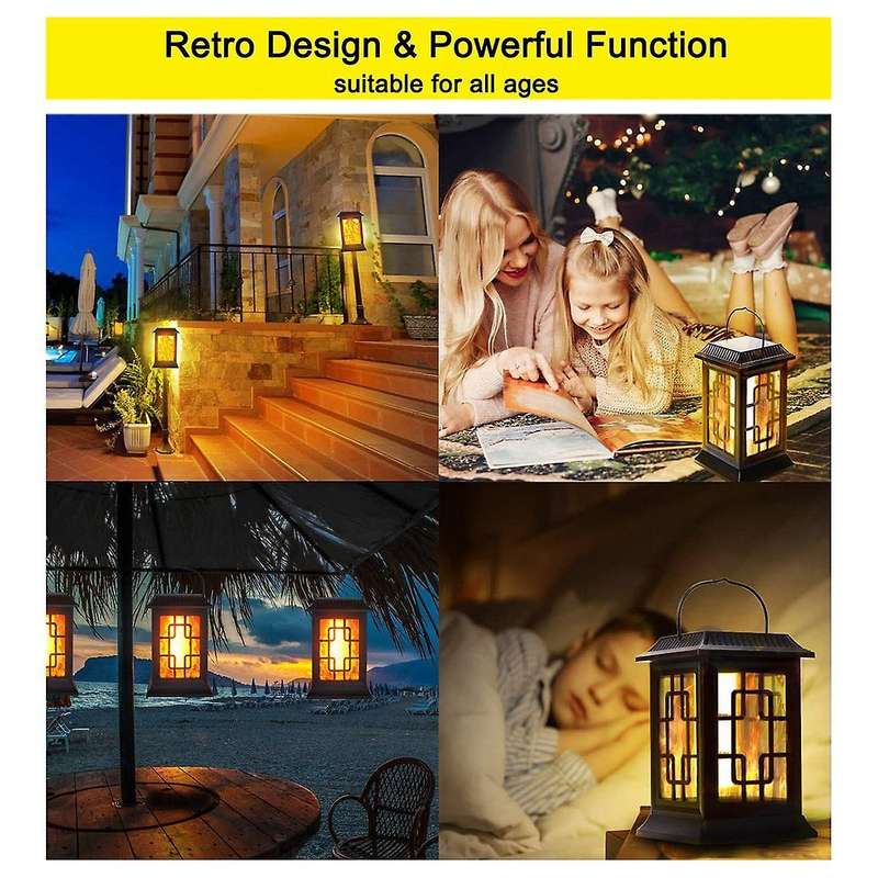 Solar Lantern,flickering Flame Hanging Waterproof for Porch Garden