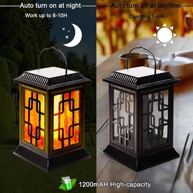 Solar Lantern,flickering Flame Hanging Waterproof for Porch Garden