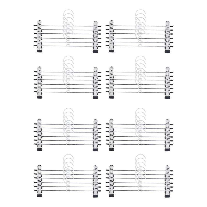 24 Pcs Skirt Hangers with Clips, Metal Pant Hangers Space Saving