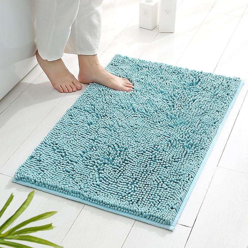 3pcs Bathroom Rug Set Non Slip Chenille for Tub,toilet,shower-blue