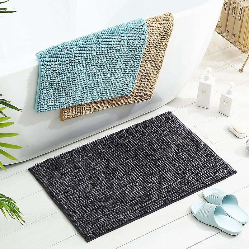 3pcs Bathroom Rug Set Non Slip Chenille for Tub,toilet,shower-blue
