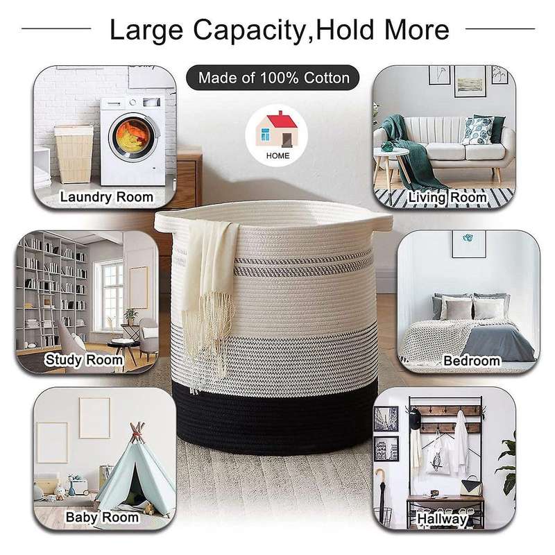 Laundry Basket Rope Basket Large Storage Basket with Handles A