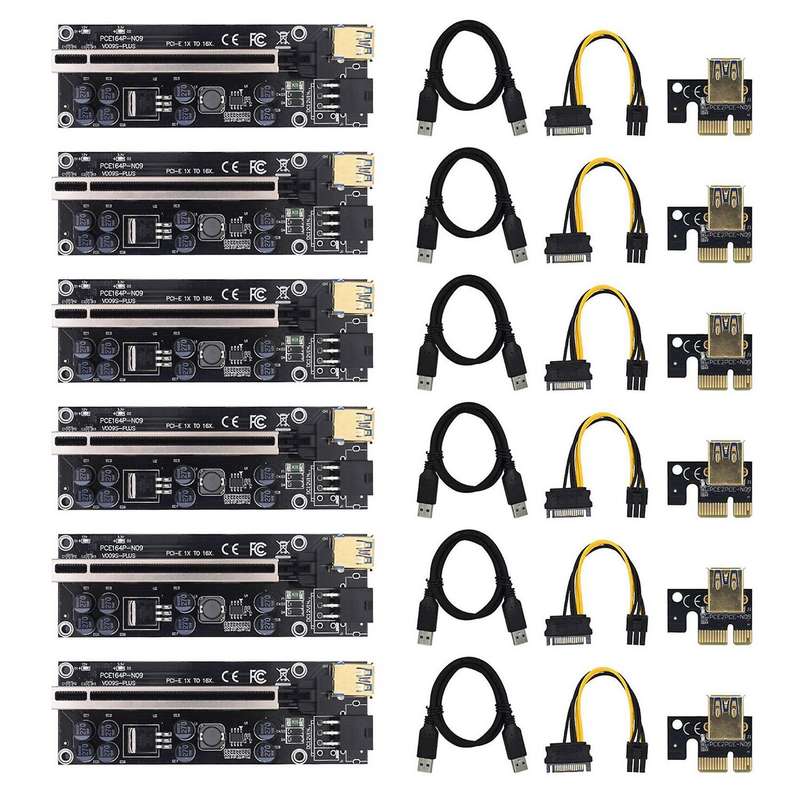 6pcs 009s Plus Riser Card Adapter Card 1x 16x Extender Usb 3.0 Cable