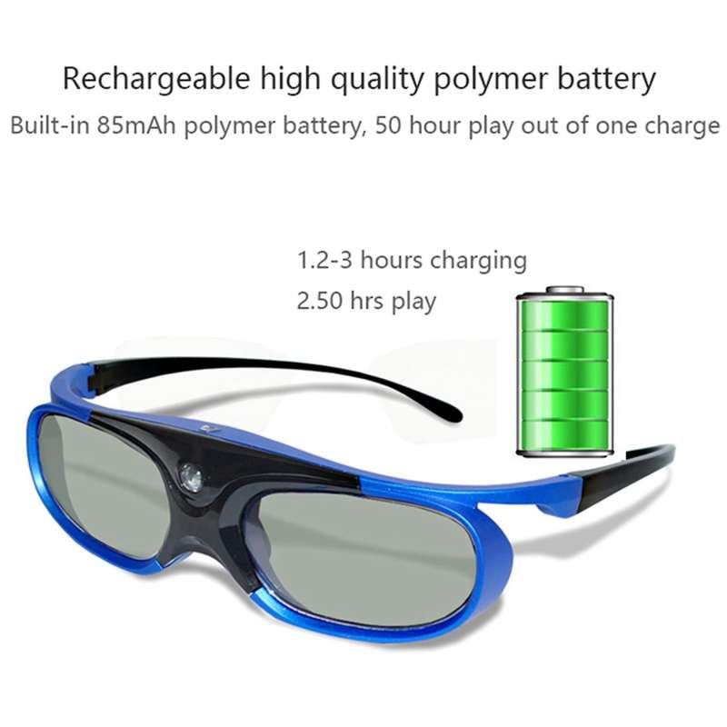 2pcs Active Shutter Eyewear Dlp-link 3d Glasses Usb Rechargeable