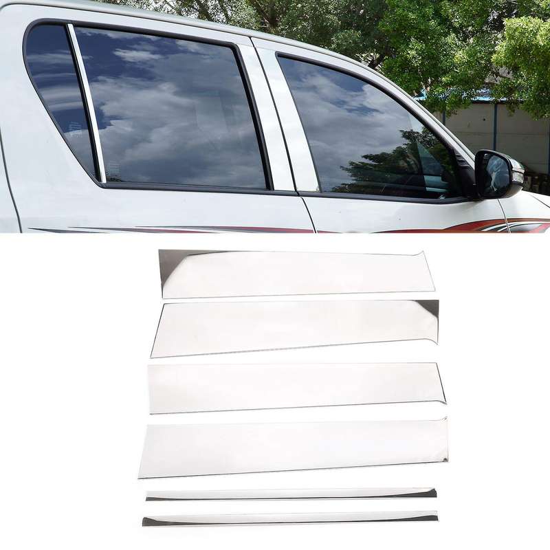 For Toyota Hilux Car Mirror Effect Car Window Pillar Cover Trim